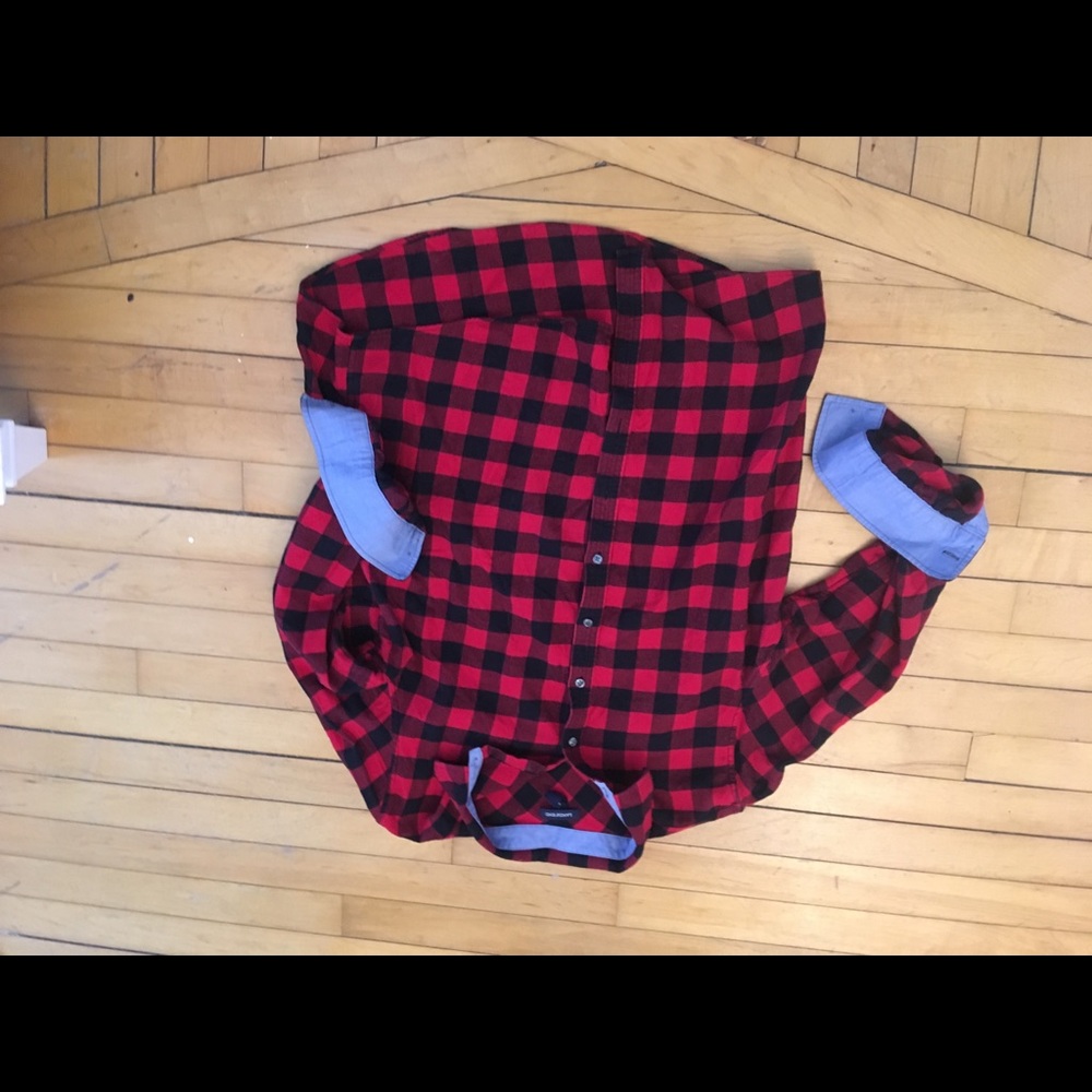 Lands end plaid button up